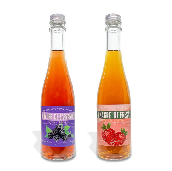 Vinagre De Fresas y Zarzamoras Con Cultivo Madre 2 pack 375 ml c/u